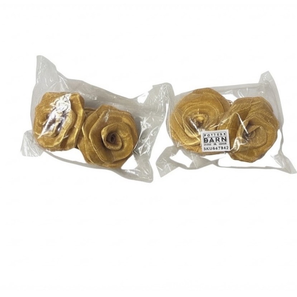 Pottery Barn Gold Rose Napkin Rings Rustic Farmhouse Decor Home New Old Money